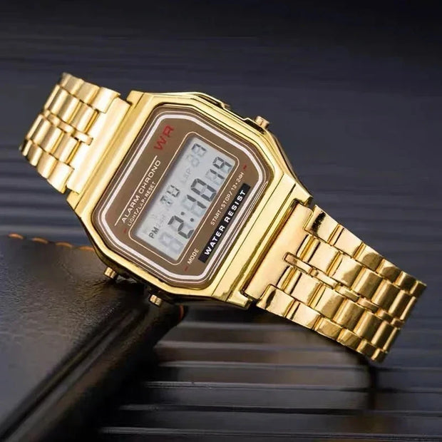 Retro LED Digital Watch — Gold