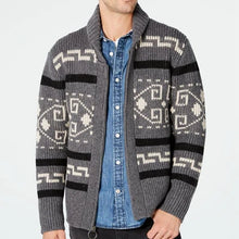 Geometric Shawl Cardigan — Grey