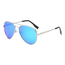 Double-Bridge Pilot Sunglasses — Silver Blue