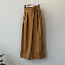 Pleated Wide-Leg Trousers — brown