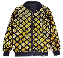 Gold Sequin Varsity Jacket — Gold