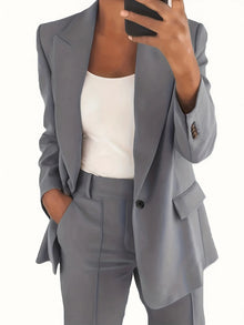 Powder Blue Power Blazer — grey TOP