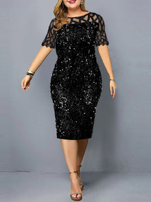 Burgundy Sequin Bodycon Dress — Navy Blue