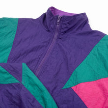 Purple Colour Block Windbreaker — collar and zip detail