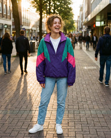 Purple Colour Block Windbreaker — street