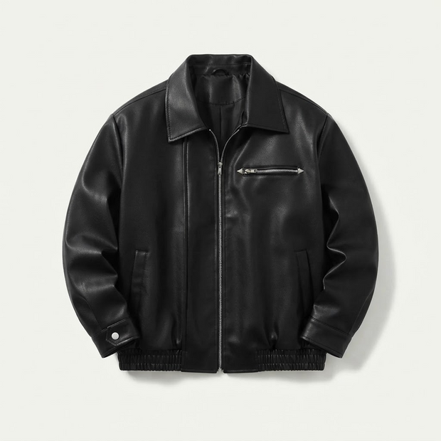 Oversized Black Leather Jacket