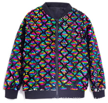 Gold Sequin Varsity Jacket — Multicolor