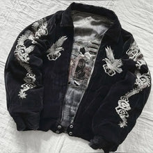 Embroidered Suede Bomber — Black
