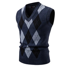 Argyle Sweater Vest — Navy Blue