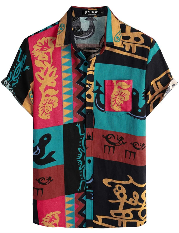 Abstract Print Camp Shirt
