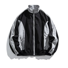 Stand Collar Varsity Jacket — LKB6100 black gray