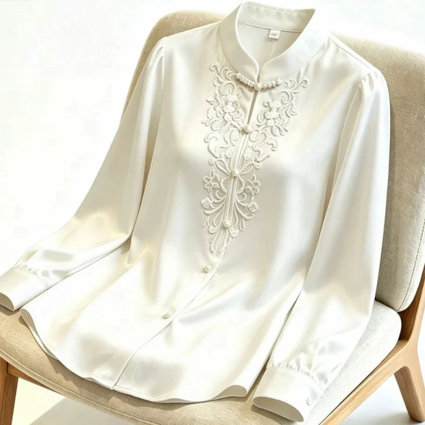 Embroidered Satin Blouse
