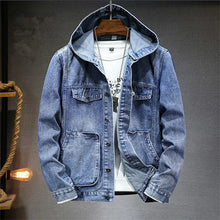 Hooded Denim Jacket — Light blue