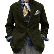 Herringbone Tweed Blazer — dark green
