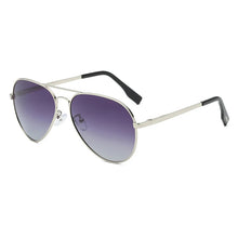 Double-Bridge Pilot Sunglasses — Silver Grey
