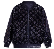 Gold Sequin Varsity Jacket — Black