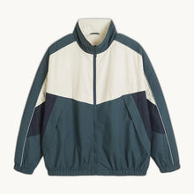 Colour Block Panel Jacket - Teal / Cream
