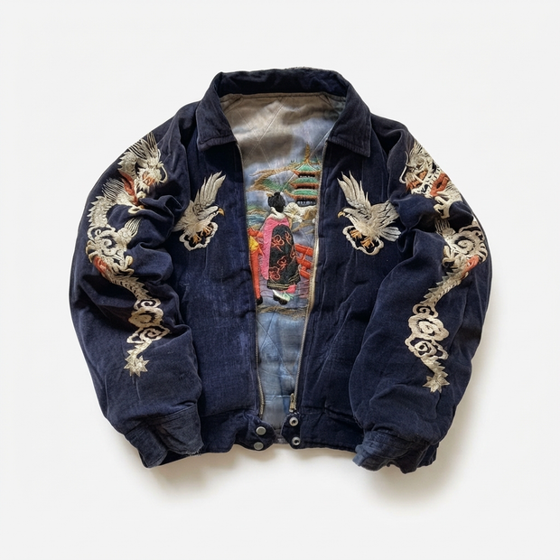 Embroidered Suede Bomber