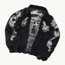 Embroidered Suede Bomber - Black