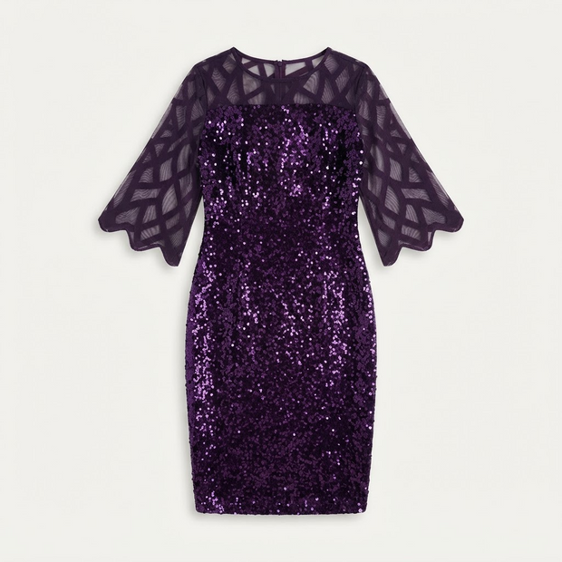 Burgundy Sequin Bodycon Dress
