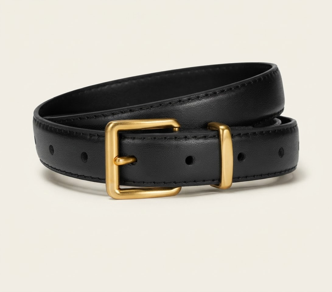 Gold Buckle Skinny Belt