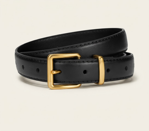 Gold Buckle Skinny Belt