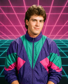Purple Colour Block Windbreaker — 1986 studio