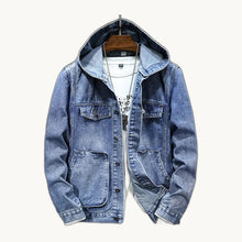 Hooded Denim Jacket - Light Blue