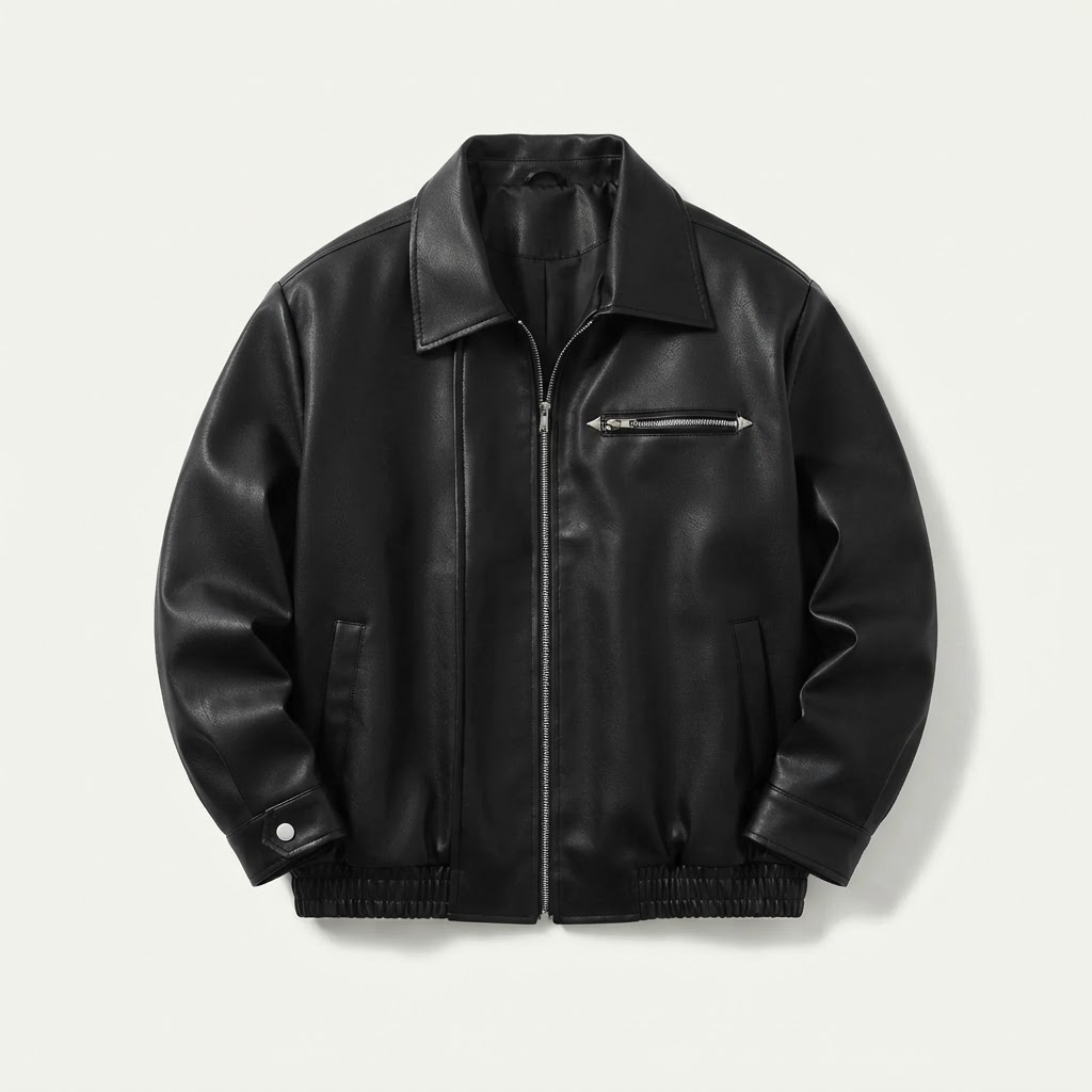 Oversized Black Leather Jacket