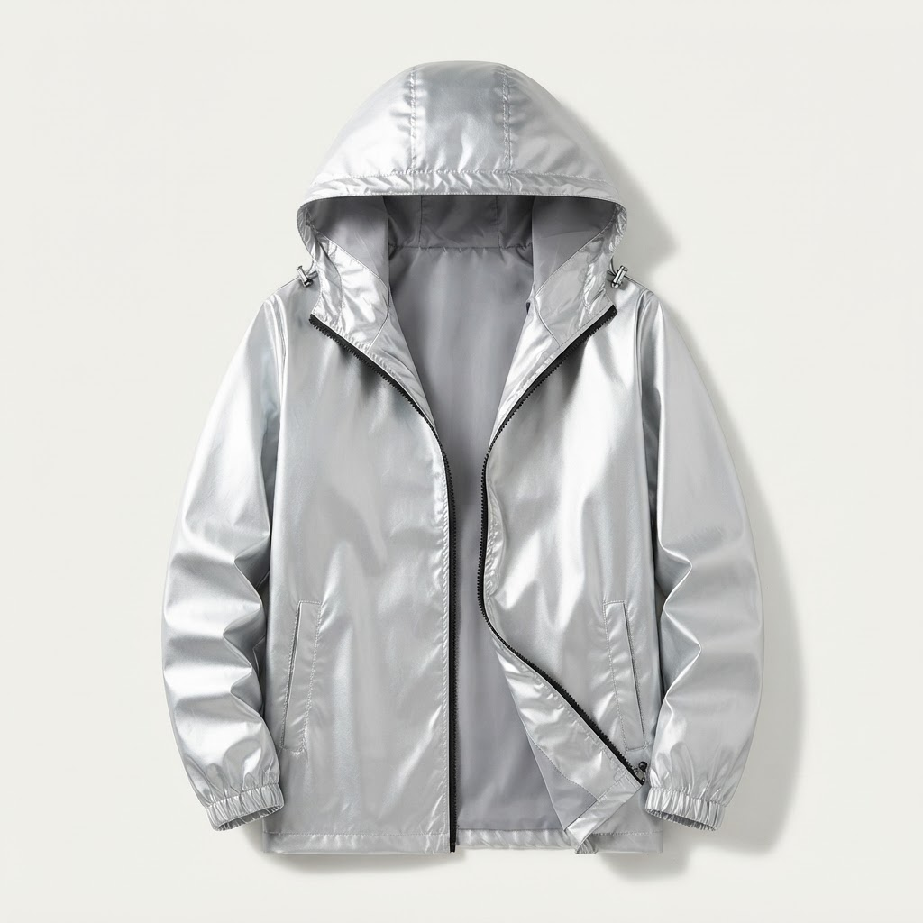 Silver Shine Hooded Bomber