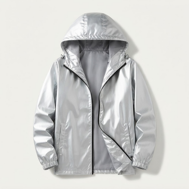 Silver Shine Hooded Bomber