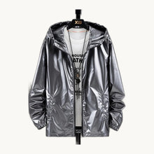 Silver Shine Hooded Bomber - Silver