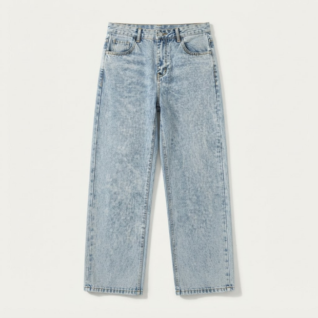 Snow Wash Wide-Leg Jeans