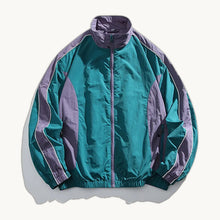Stand Collar Varsity Jacket - Purple Blue